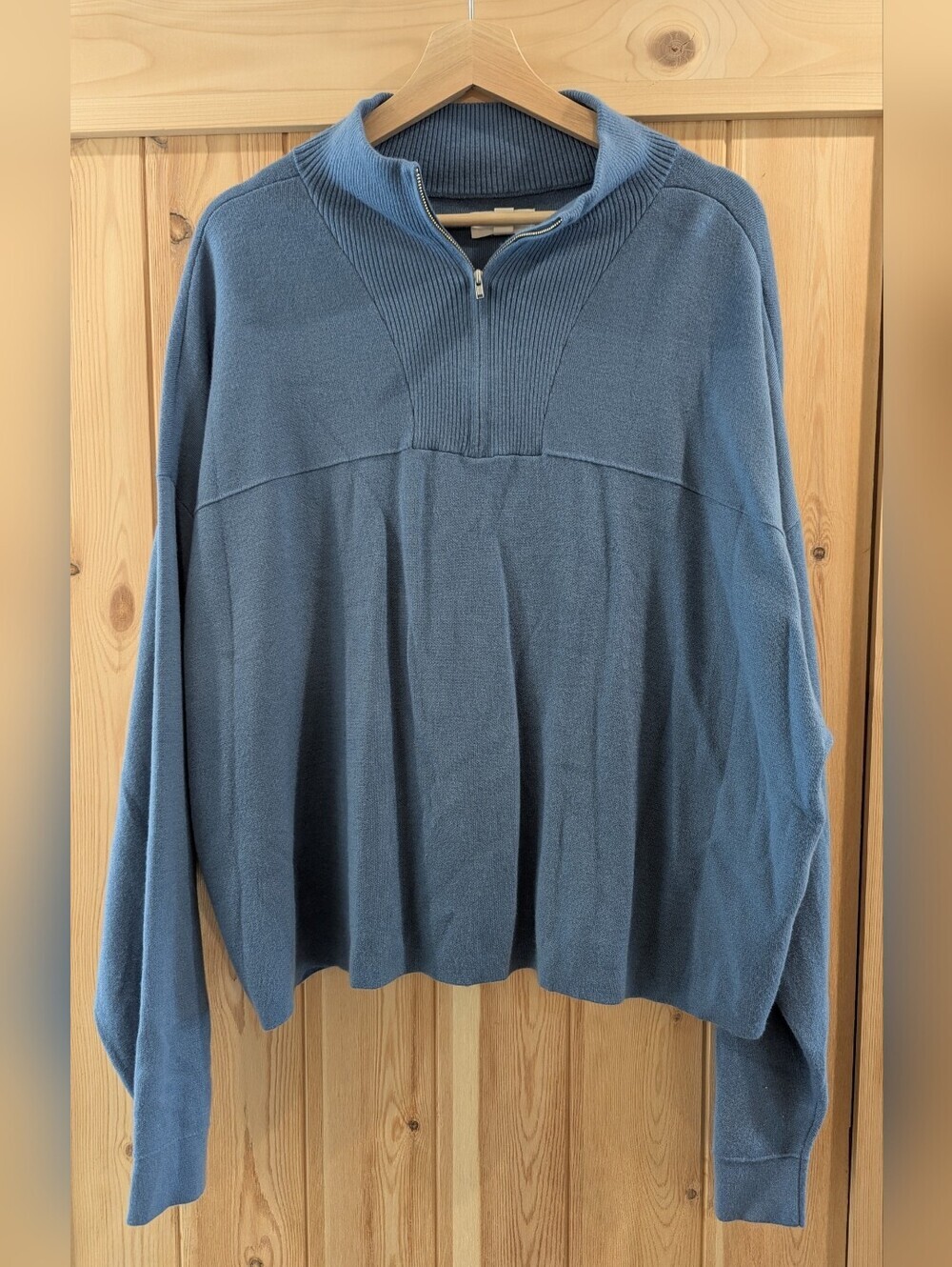 2/$40 Hudson North Blue Quarter Zip Cashmere Blend Sweater - Picture 2 of 8